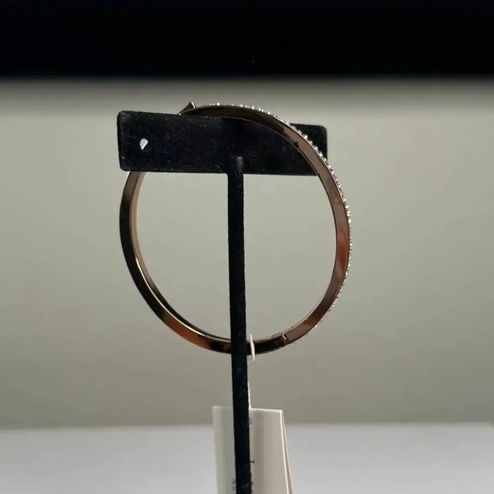 Kate Spade Rose Gold Tone RING IT UP Clear Pave Hinged Bangle Bracelet - Picture 3 of 5